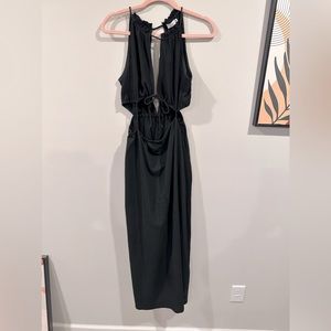 Black cutout midi dress